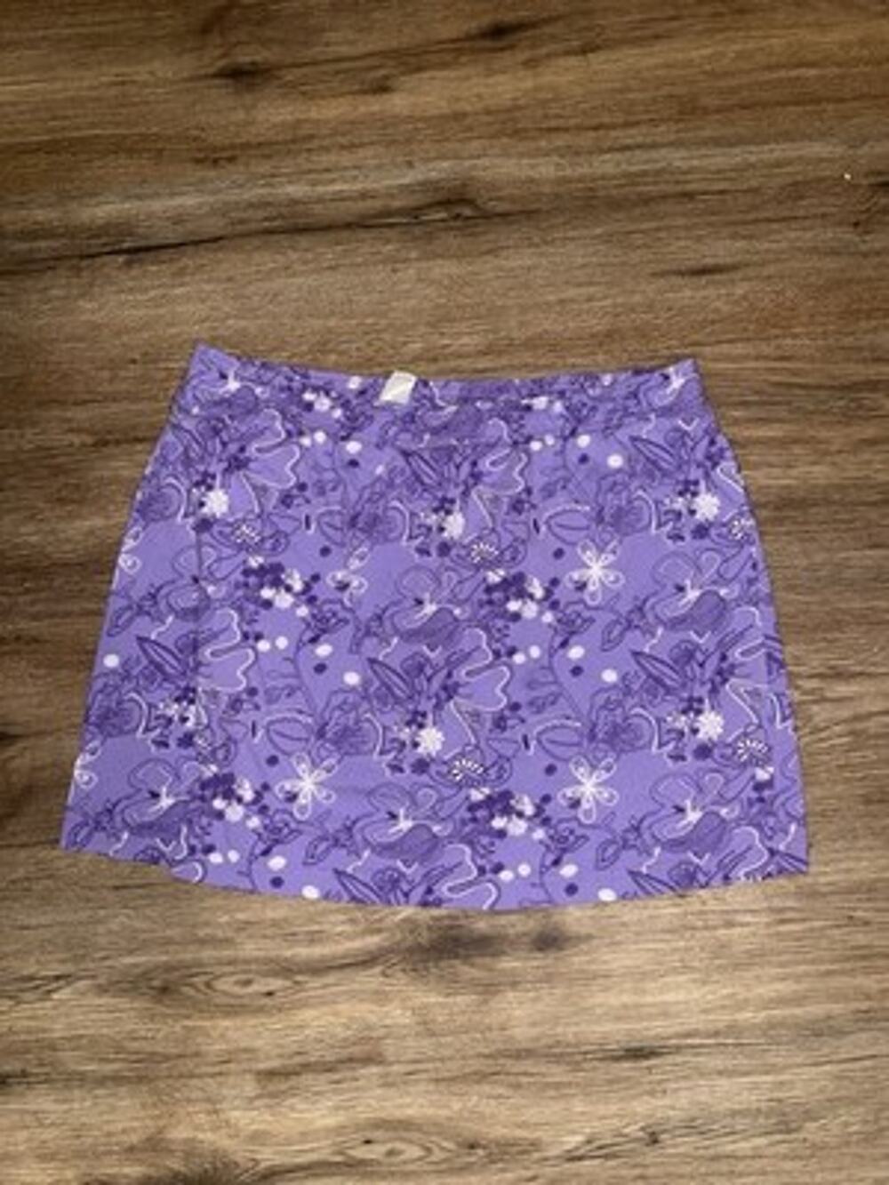 New York Laundry N.Y.L. Purple Floral Skort Elastic Waist XL Cotton Athletic